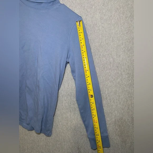 LL Bean Women's Cotton Turtleneck Pullover Blue Long Sleeve Shirt Size Small - Picture 4 of 7